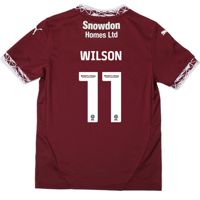 Kinder James Wilson #11 Burgundrot Heimtrikot Trikot 2024/25 T-Shirt Schweiz