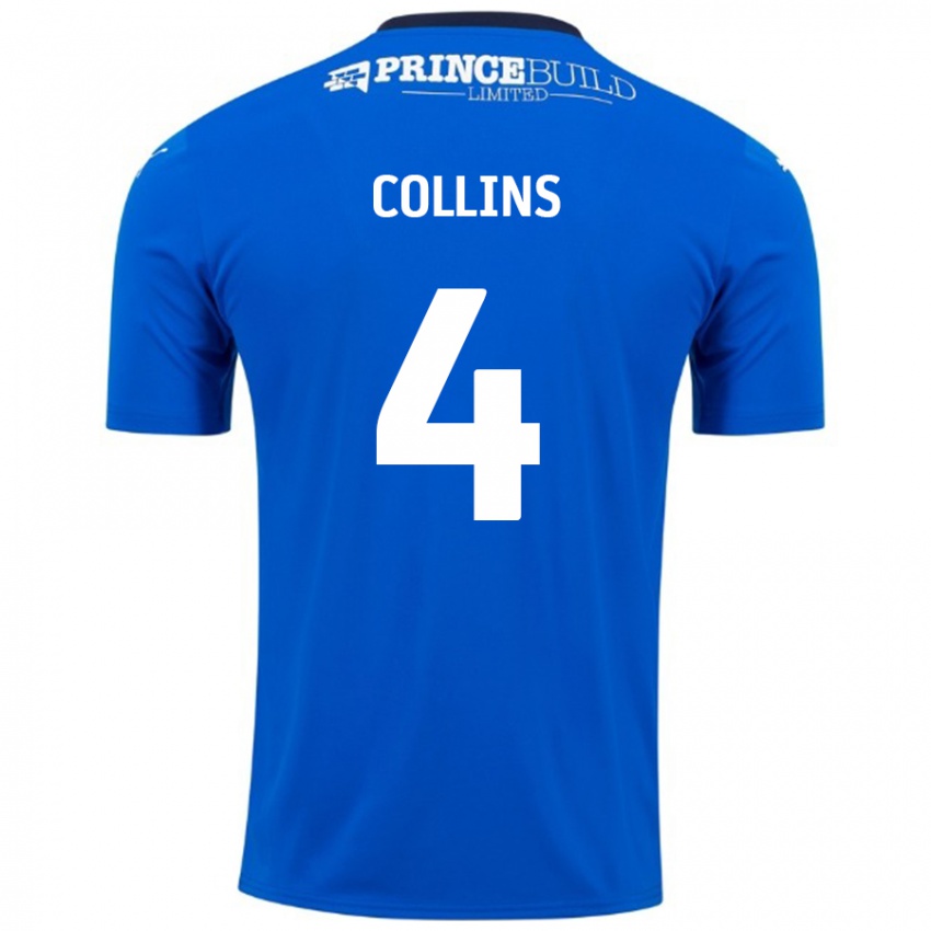 Kinder Archie Collins #4 Blau Weiß Heimtrikot Trikot 2024/25 T-Shirt Schweiz