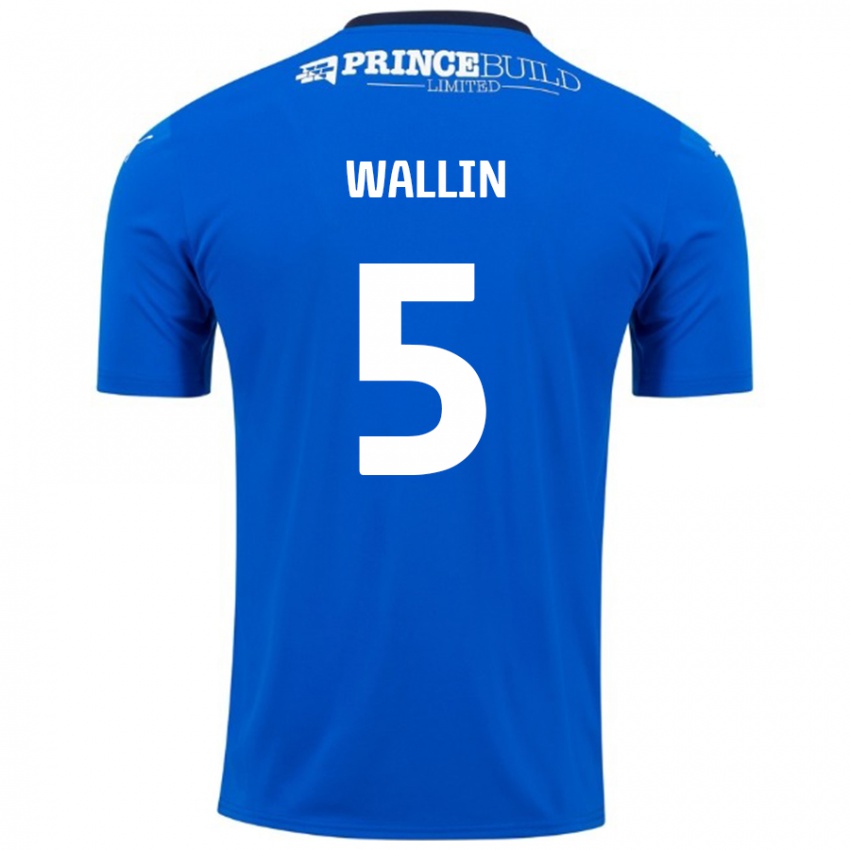 Kinder Oscar Wallin #5 Blau Weiß Heimtrikot Trikot 2024/25 T-Shirt Schweiz