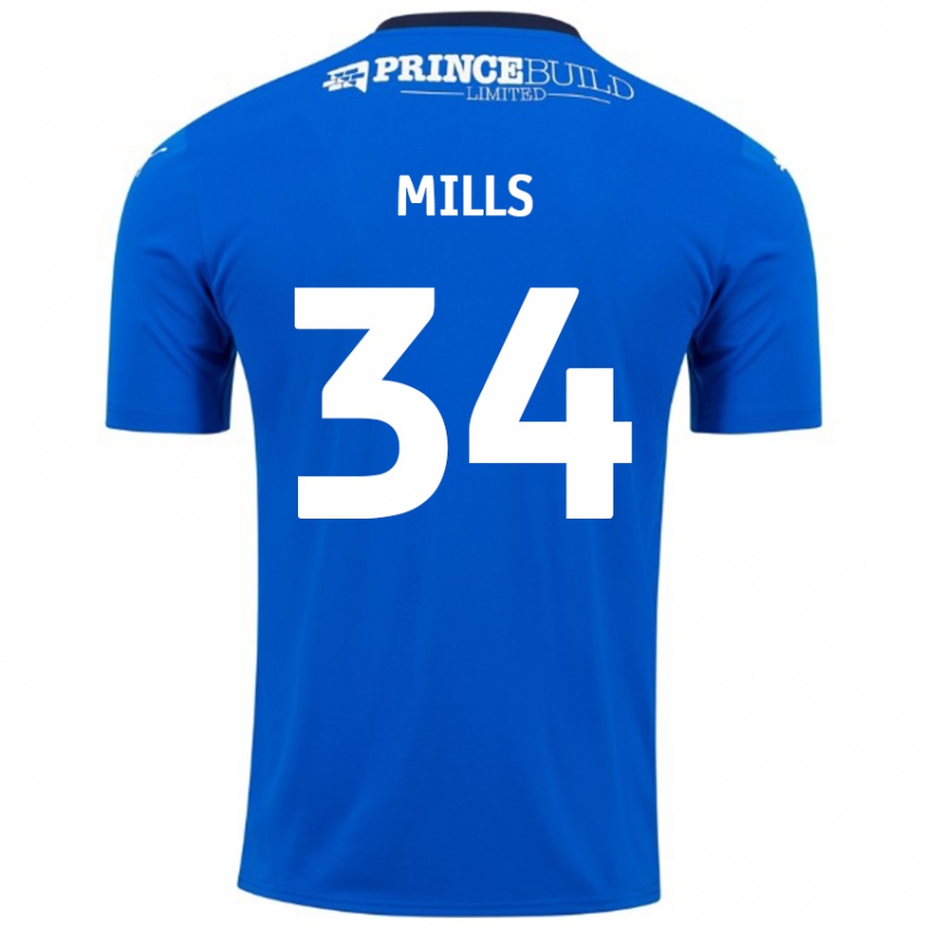 Kinder Harley Mills #34 Blau Weiß Heimtrikot Trikot 2024/25 T-Shirt Schweiz