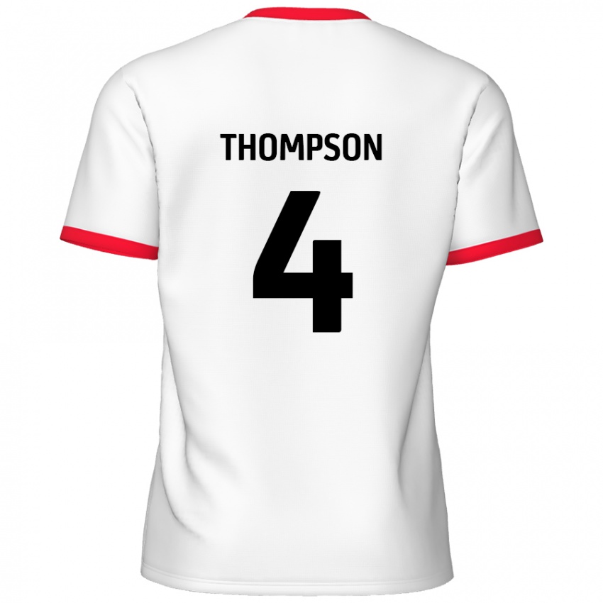 Kinder Nathan Thompson #4 Weiß Rot Heimtrikot Trikot 2024/25 T-Shirt Schweiz