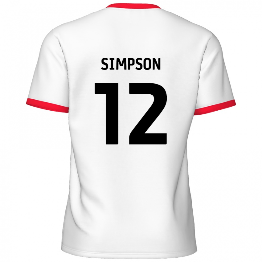 Kinder Tyreece Simpson #12 Weiß Rot Heimtrikot Trikot 2024/25 T-Shirt Schweiz