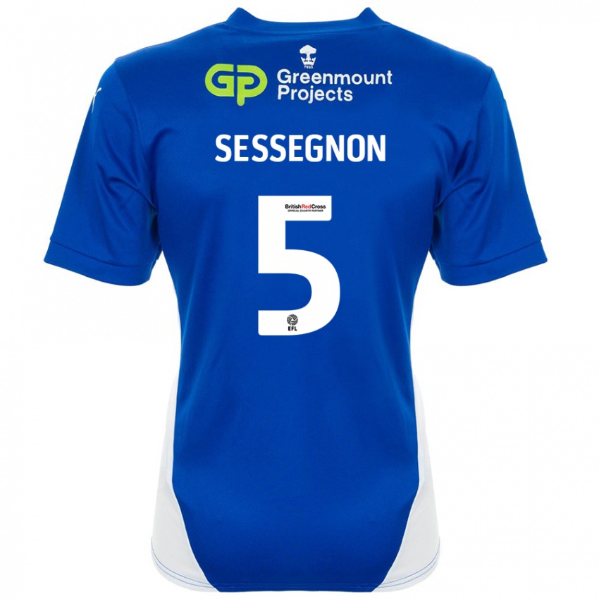 Kinder Steven Sessegnon #5 Blau Weiß Heimtrikot Trikot 2024/25 T-Shirt Schweiz