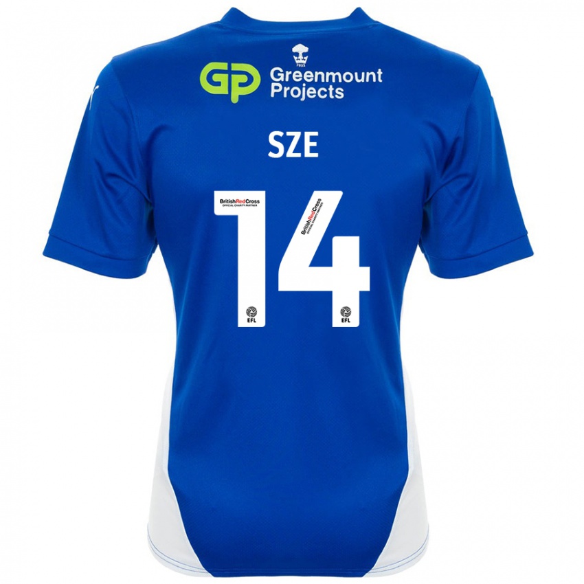 Kinder Chris Sze #14 Blau Weiß Heimtrikot Trikot 2024/25 T-Shirt Schweiz