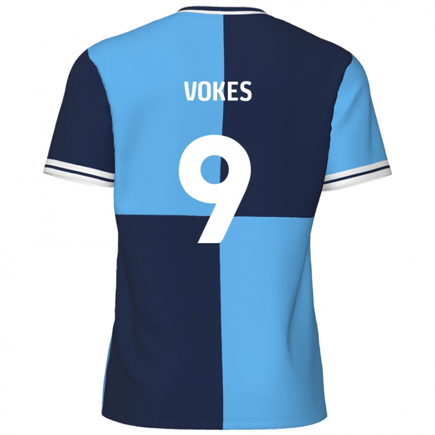 Kinder Sam Vokes #9 Himmelblau Dunkelblau Heimtrikot Trikot 2024/25 T-Shirt Schweiz