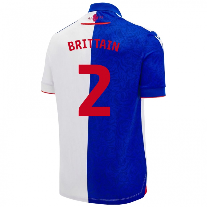 Enfant Maillot Callum Brittain #2 Bleu Ciel Blanc Tenues Domicile 2024/25 T-Shirt Suisse