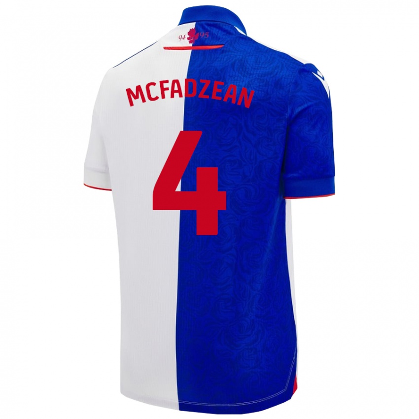 Enfant Maillot Kyle Mcfadzean #4 Bleu Ciel Blanc Tenues Domicile 2024/25 T-Shirt Suisse