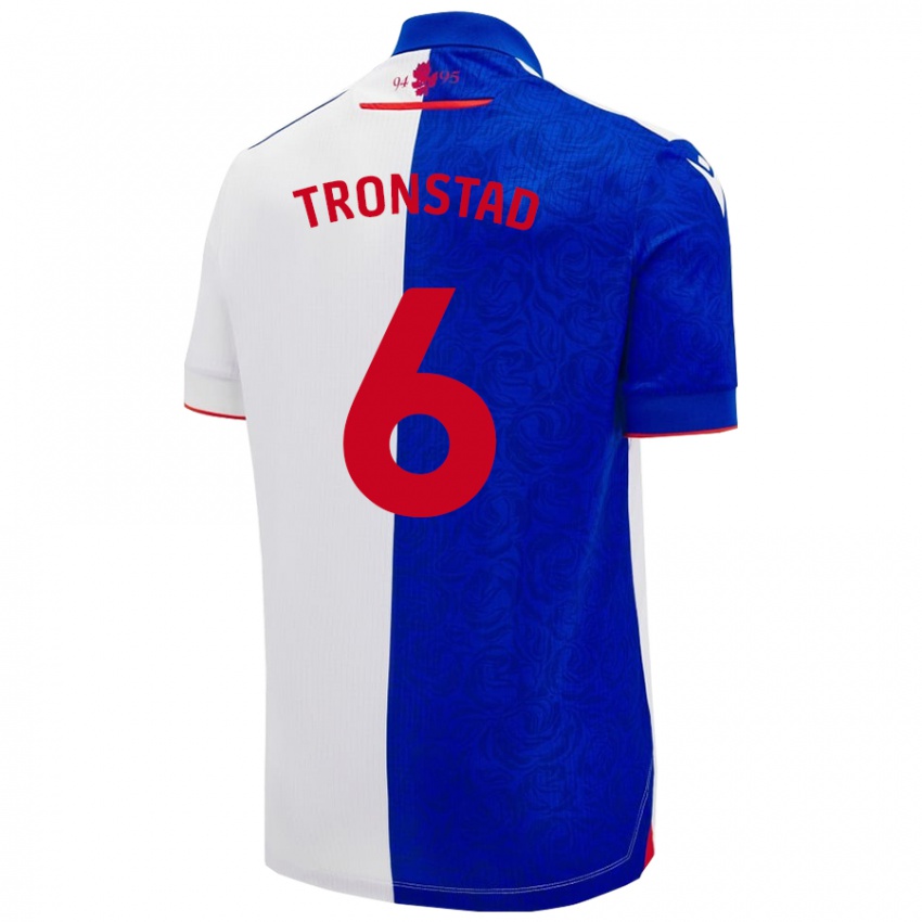 Enfant Maillot Sondre Tronstad #6 Bleu Ciel Blanc Tenues Domicile 2024/25 T-Shirt Suisse