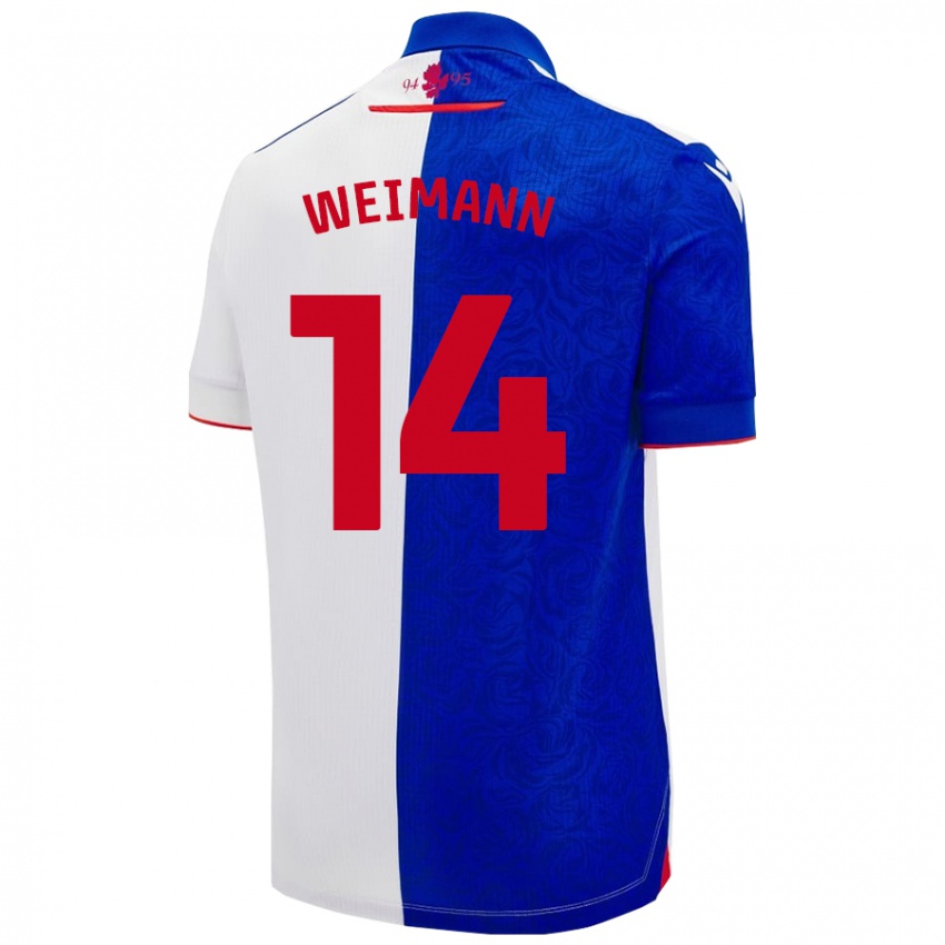 Enfant Maillot Andreas Weimann #14 Bleu Ciel Blanc Tenues Domicile 2024/25 T-Shirt Suisse