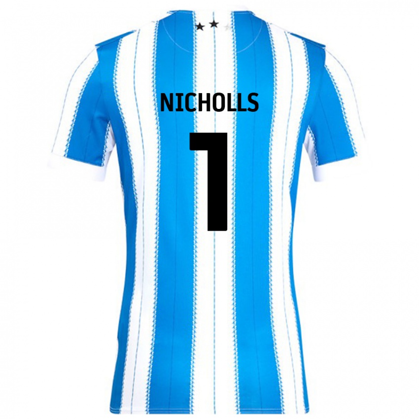 Enfant Maillot Lee Nicholls #1 Bleu Blanc Tenues Domicile 2024/25 T-Shirt Suisse