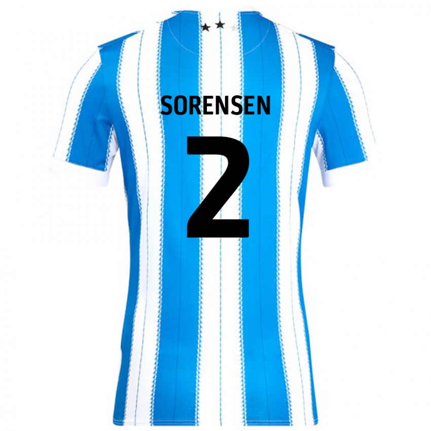 Enfant Maillot Lasse Sörensen #2 Bleu Blanc Tenues Domicile 2024/25 T-Shirt Suisse