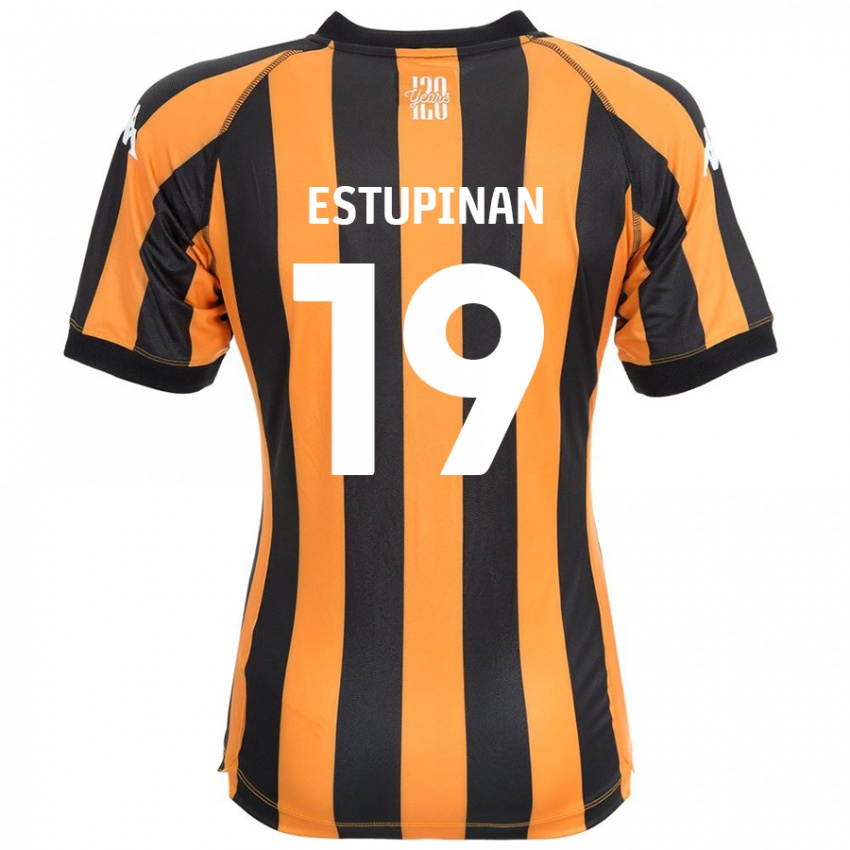 Kinder Óscar Estupiñán #19 Schwarz Bernstein Heimtrikot Trikot 2024/25 T-Shirt Schweiz