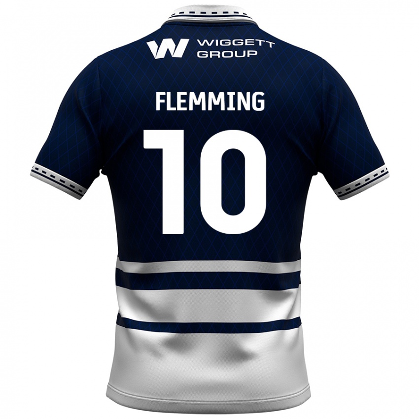 Kinder Zian Flemming #10 Marineblau Weiß Heimtrikot Trikot 2024/25 T-Shirt Schweiz