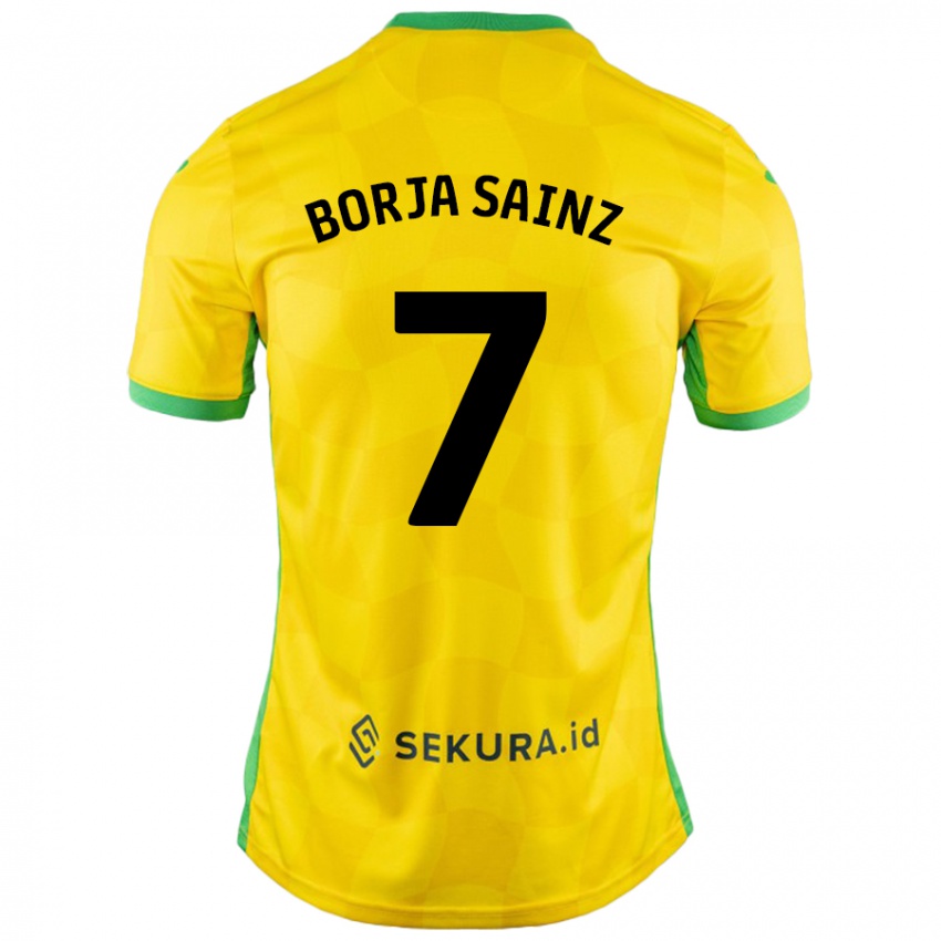 Kinder Borja Sainz #7 Gelb Grün Heimtrikot Trikot 2024/25 T-Shirt Schweiz