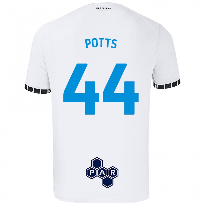 Enfant Maillot Brad Potts #44 Blanc Tenues Domicile 2024/25 T-Shirt Suisse