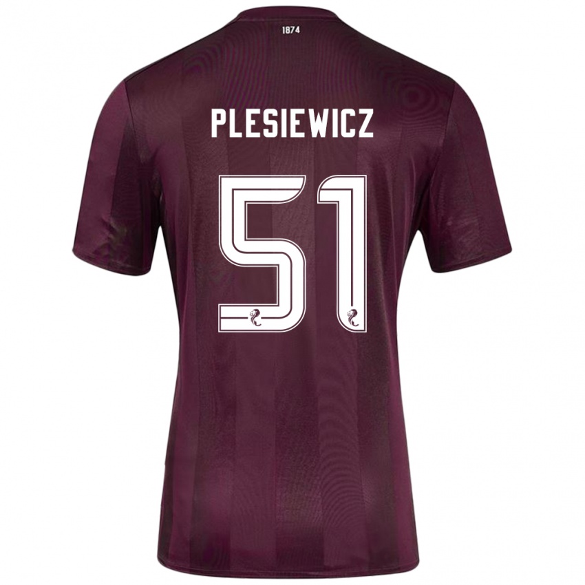 Kinder Szymon Plesiewicz #51 Burgundrot Heimtrikot Trikot 2024/25 T-Shirt Schweiz