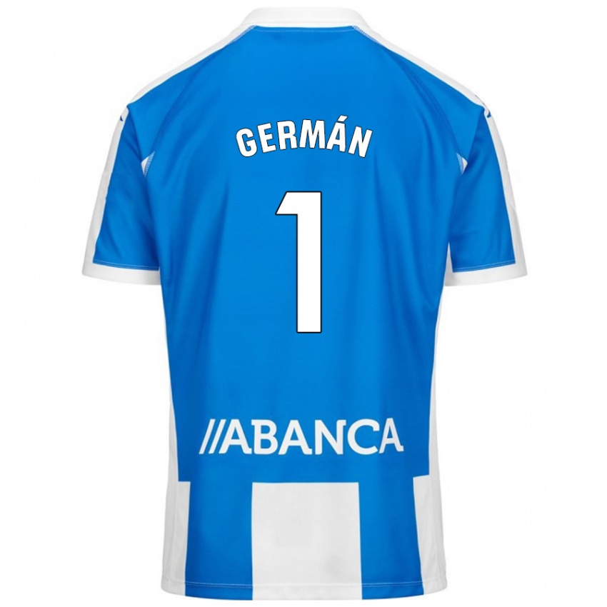 Enfant Maillot Germán Parreño #1 Bleu Blanc Tenues Domicile 2024/25 T-Shirt Suisse