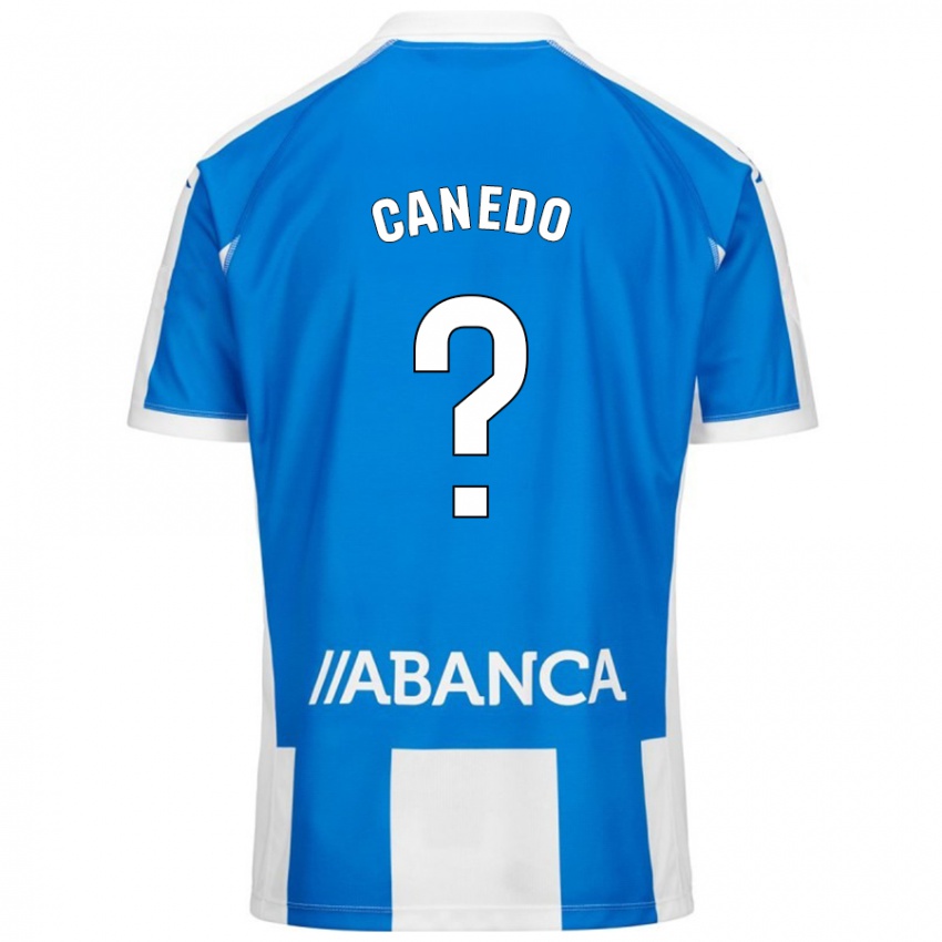 Enfant Maillot Damián Canedo #0 Bleu Blanc Tenues Domicile 2024/25 T-Shirt Suisse