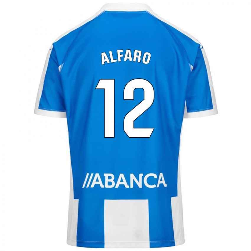 Enfant Maillot Alejandro Alfaro #12 Bleu Blanc Tenues Domicile 2024/25 T-Shirt Suisse