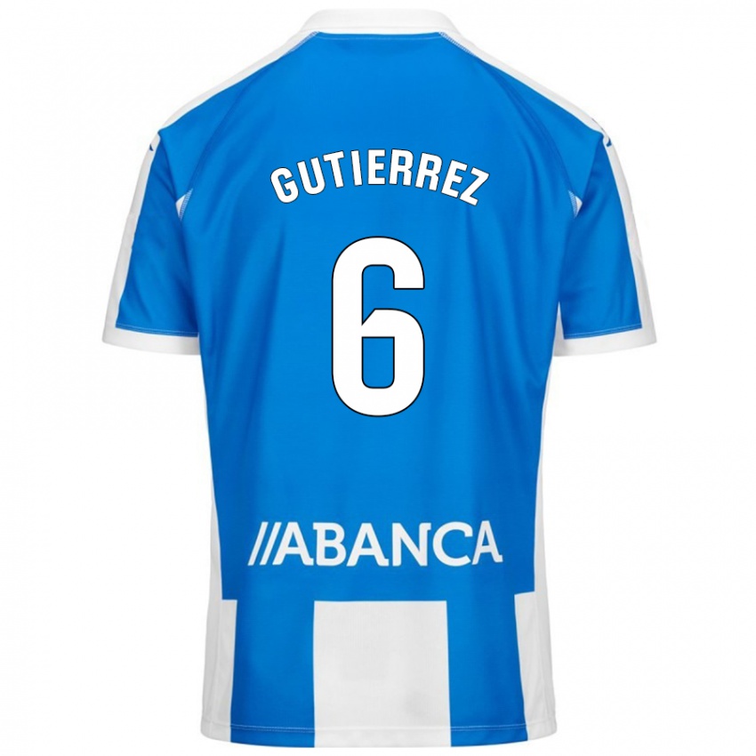 Enfant Maillot Paula Gutiérrez #6 Bleu Blanc Tenues Domicile 2024/25 T-Shirt Suisse