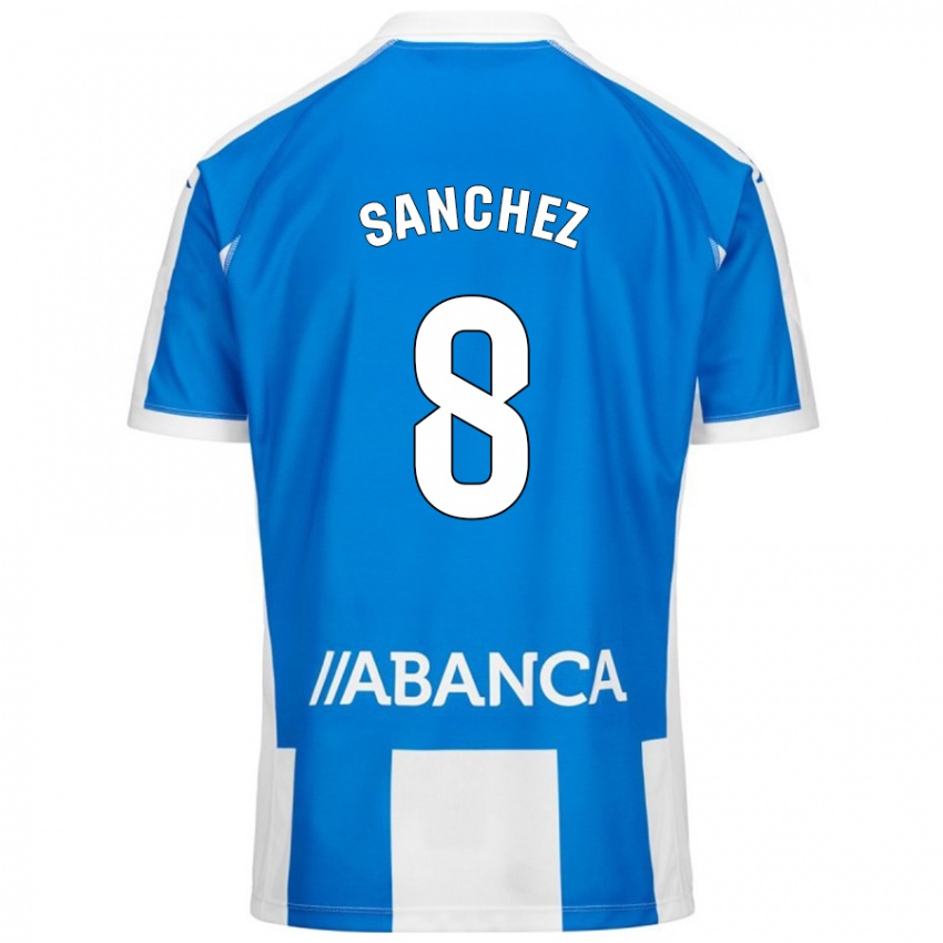 Enfant Maillot Carlota Sánchez #8 Bleu Blanc Tenues Domicile 2024/25 T-Shirt Suisse