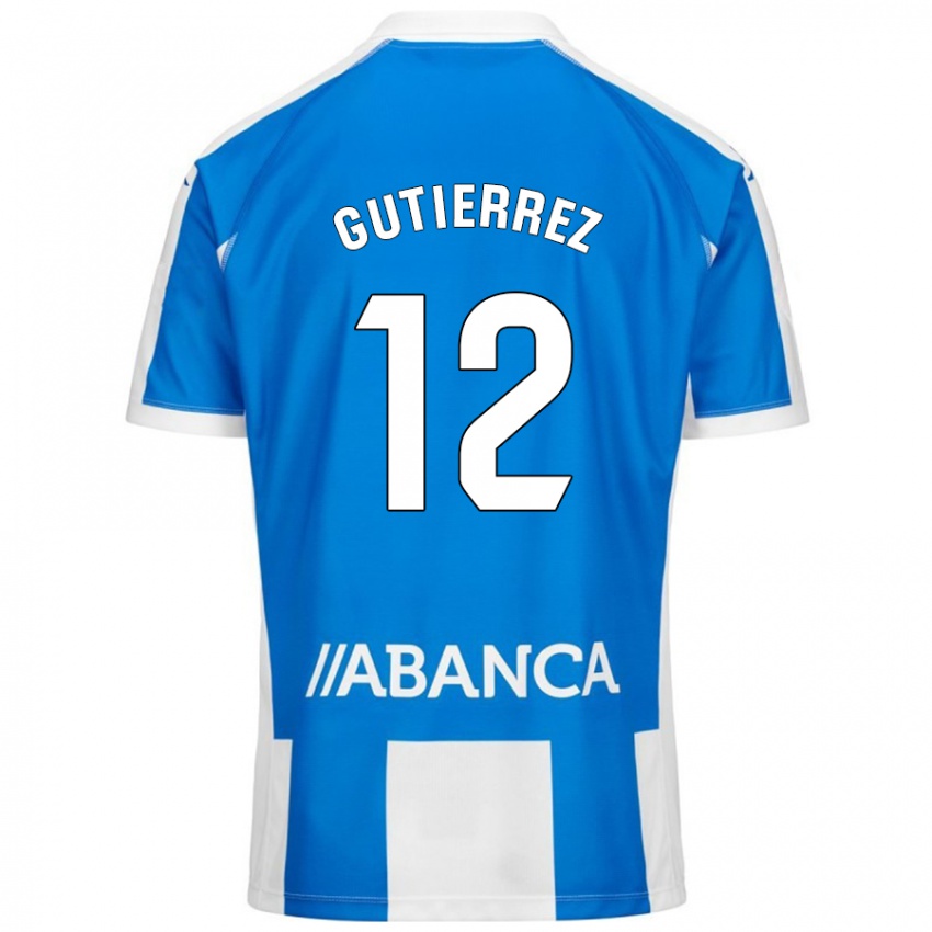 Enfant Maillot Laura Gutiérrez #12 Bleu Blanc Tenues Domicile 2024/25 T-Shirt Suisse