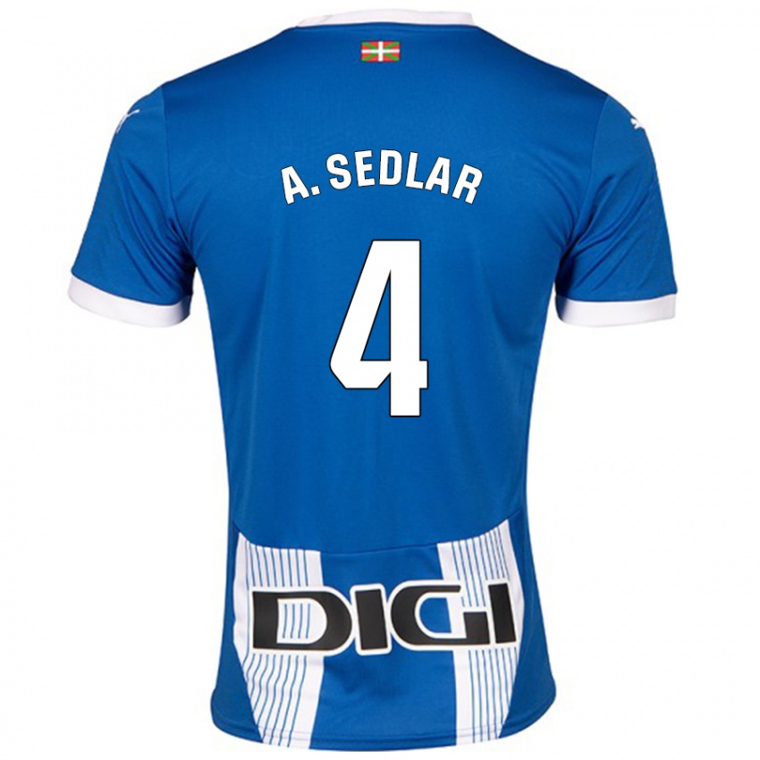 Enfant Maillot Aleksandar Sedlar #4 Bleu Tenues Domicile 2024/25 T-Shirt Suisse