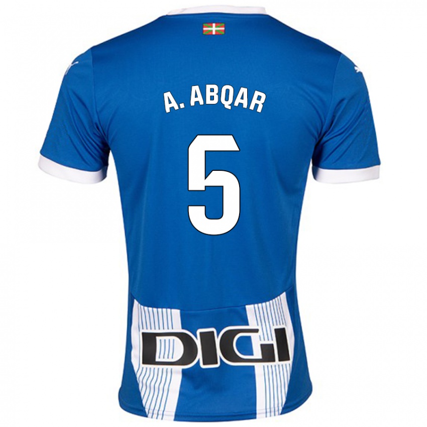 Enfant Maillot Abdel Abqar #5 Bleu Tenues Domicile 2024/25 T-Shirt Suisse