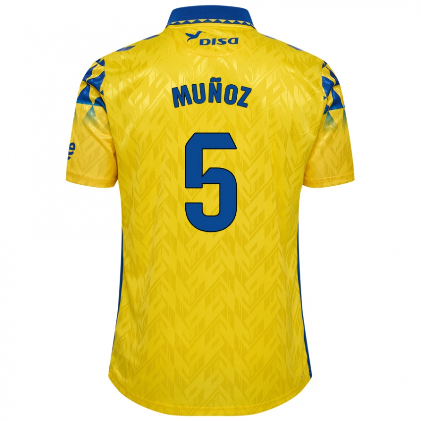 Kinder Javi Muñoz #5 Gelb Blau Heimtrikot Trikot 2024/25 T-Shirt Schweiz