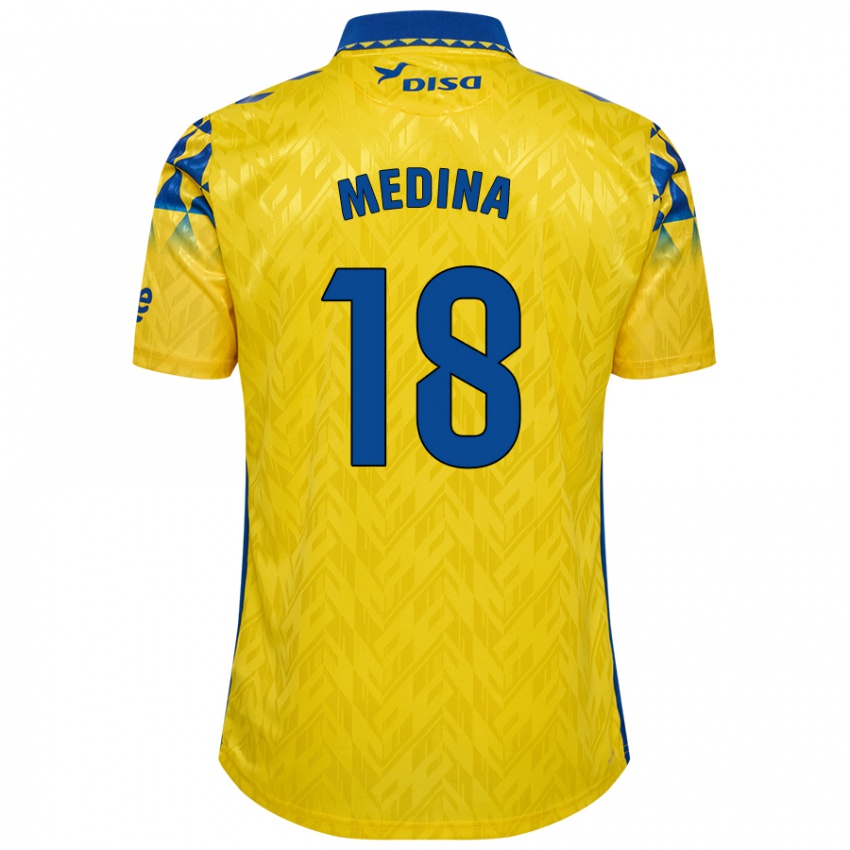 Kinder Iván Medina #18 Gelb Blau Heimtrikot Trikot 2024/25 T-Shirt Schweiz