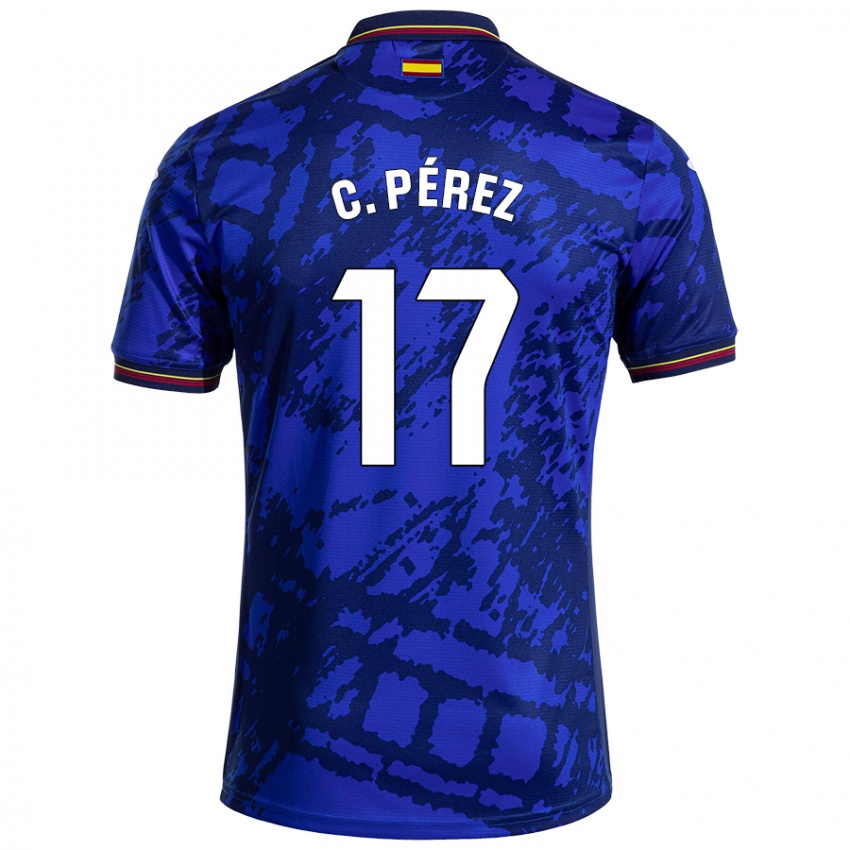 Kinder Carles Perez #17 Dunkleres Blau Heimtrikot Trikot 2024/25 T-Shirt Schweiz