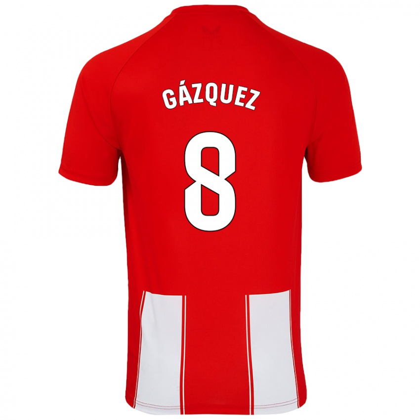 Kinder Joan Gázquez #8 Rot Weiß Heimtrikot Trikot 2024/25 T-Shirt Schweiz