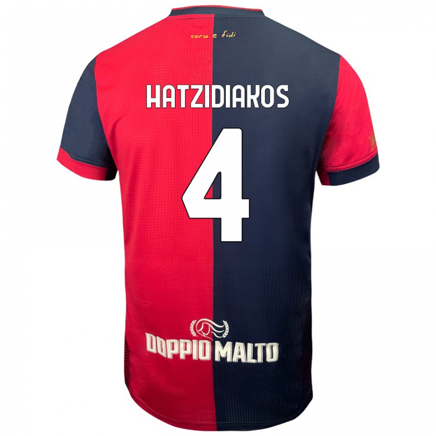 Kinder Pantelis Hatzidiakos #4 Rot Dunkleres Blau Heimtrikot Trikot 2024/25 T-Shirt Schweiz