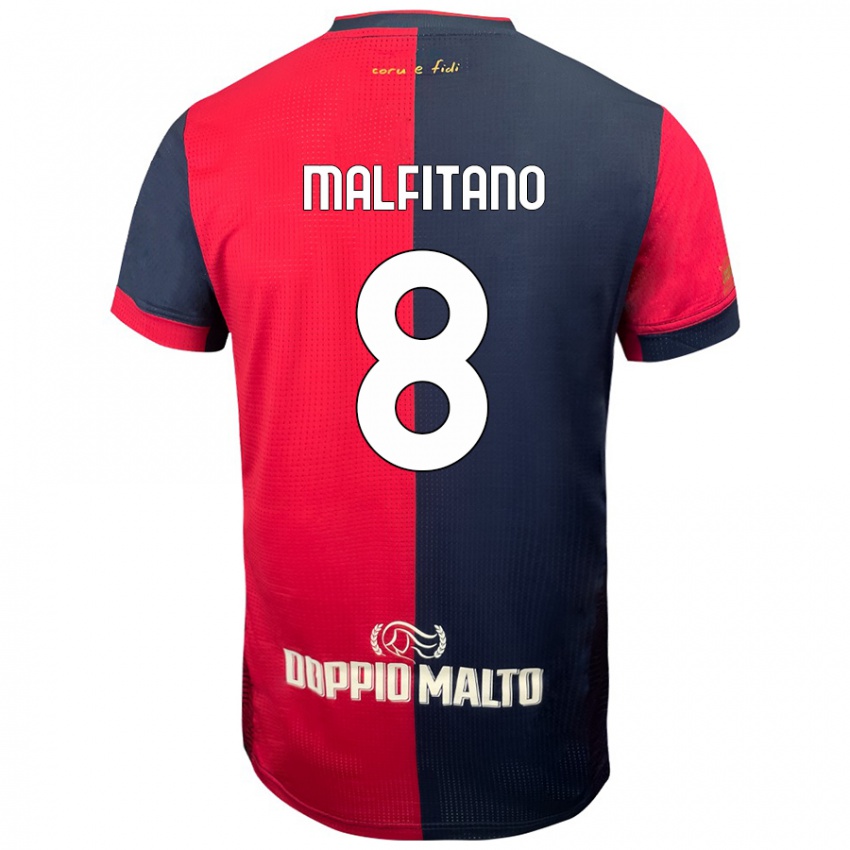 Kinder Roberto Malfitano #8 Rot Dunkleres Blau Heimtrikot Trikot 2024/25 T-Shirt Schweiz