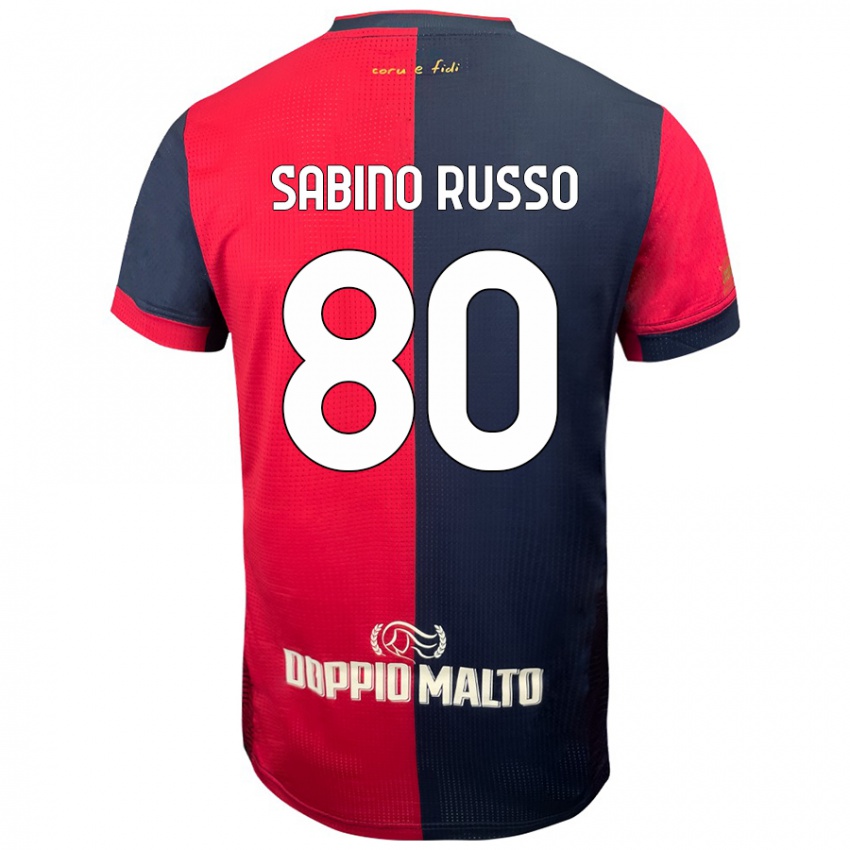 Enfant Maillot Alessandro Sabino Russo #80 Rouge Bleu Foncé Tenues Domicile 2024/25 T-Shirt Suisse