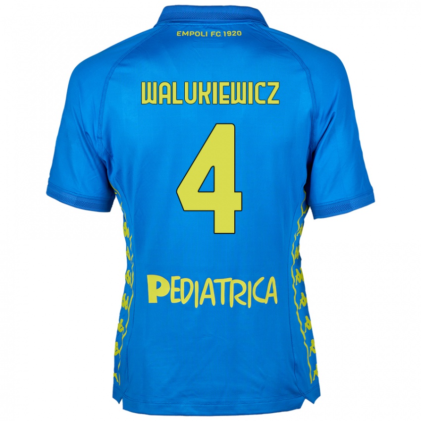 Kinder Sebastian Walukiewicz #4 Blau Heimtrikot Trikot 2024/25 T-Shirt Schweiz