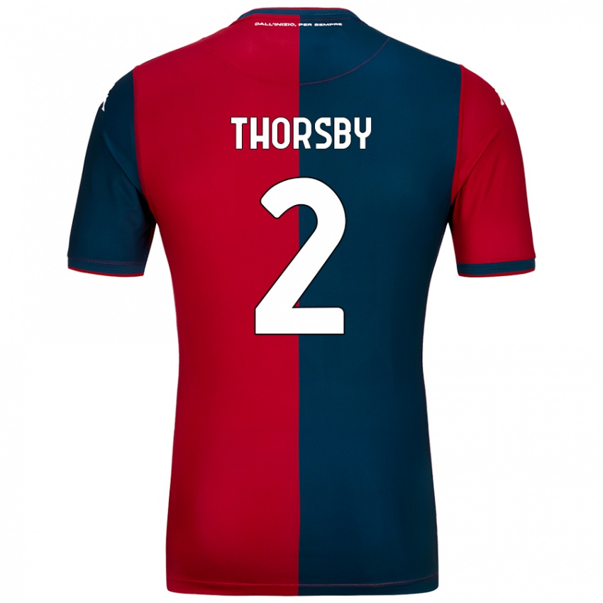 Kinder Morten Thorsby #2 Rot Dunkelblau Heimtrikot Trikot 2024/25 T-Shirt Schweiz