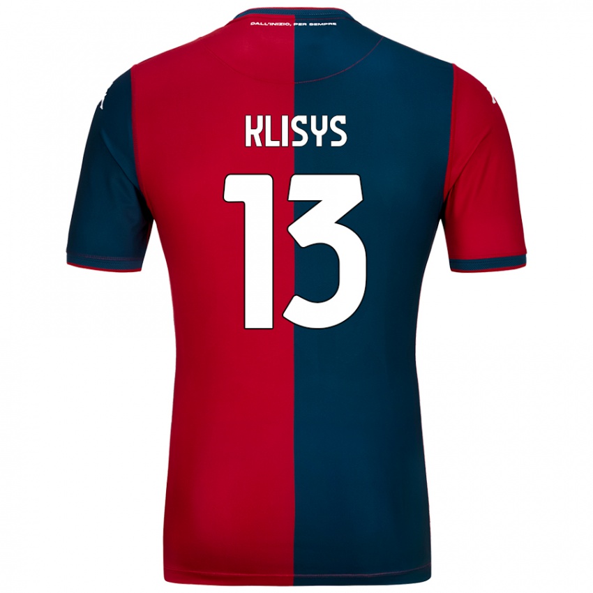 Enfant Maillot Lukas Klisys #13 Rouge Bleu Foncé Tenues Domicile 2024/25 T-Shirt Suisse