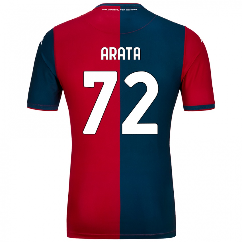 Enfant Maillot Stefano Arata #72 Rouge Bleu Foncé Tenues Domicile 2024/25 T-Shirt Suisse