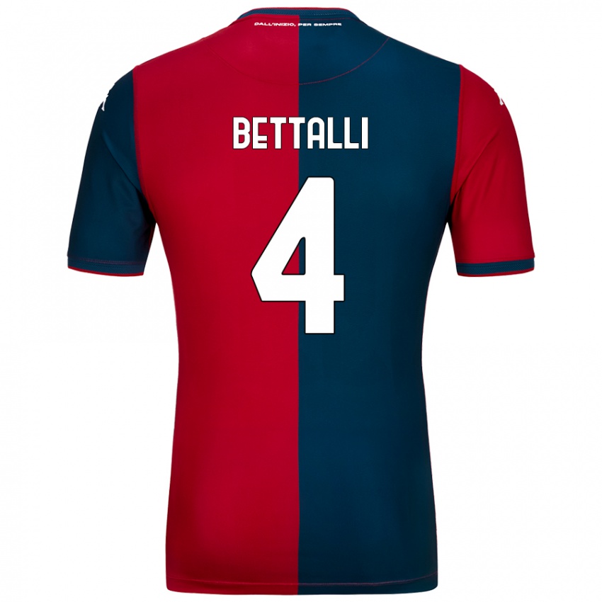 Enfant Maillot Giorgia Bettalli #4 Rouge Bleu Foncé Tenues Domicile 2024/25 T-Shirt Suisse