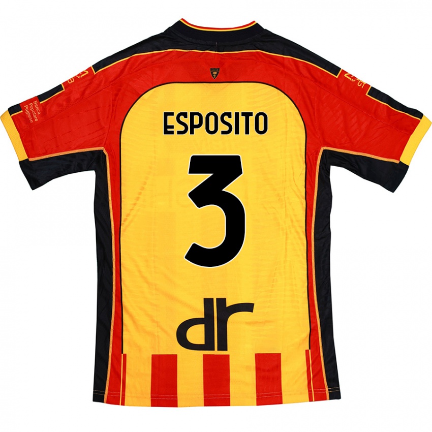 Enfant Maillot Sebastian Esposito #3 Jaune Rouge Tenues Domicile 2024/25 T-Shirt Suisse