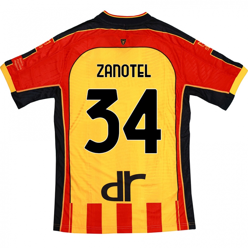 Enfant Maillot Giovanni Zanotel #34 Jaune Rouge Tenues Domicile 2024/25 T-Shirt Suisse