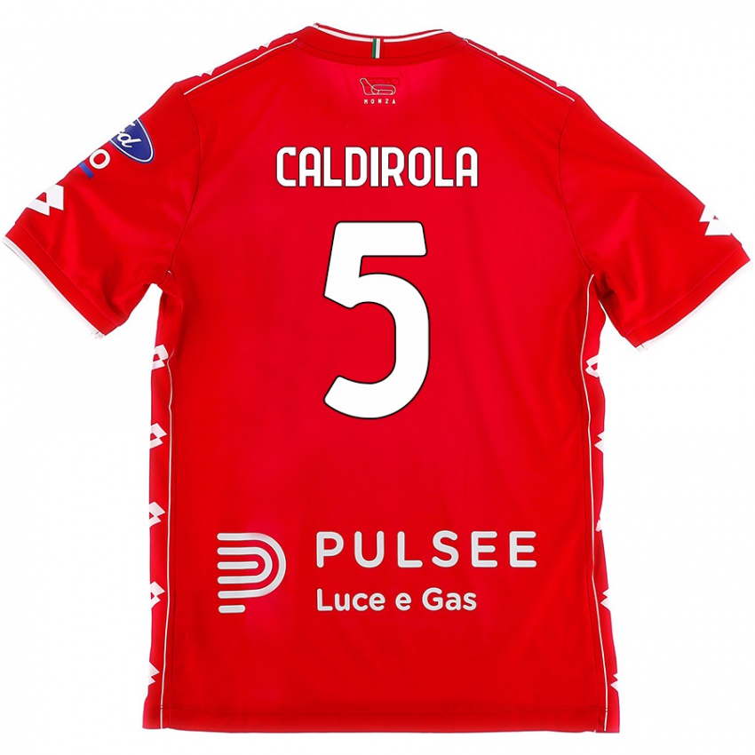 Enfant Maillot Luca Caldirola #5 Rouge Blanc Tenues Domicile 2024/25 T-Shirt Suisse