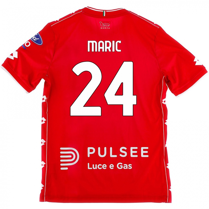 Enfant Maillot Mirko Maric #24 Rouge Blanc Tenues Domicile 2024/25 T-Shirt Suisse