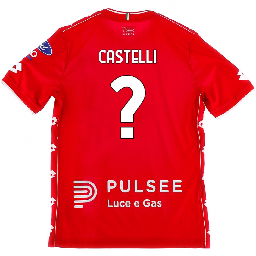 Enfant Maillot Davide Castelli #0 Rouge Blanc Tenues Domicile 2024/25 T-Shirt Suisse