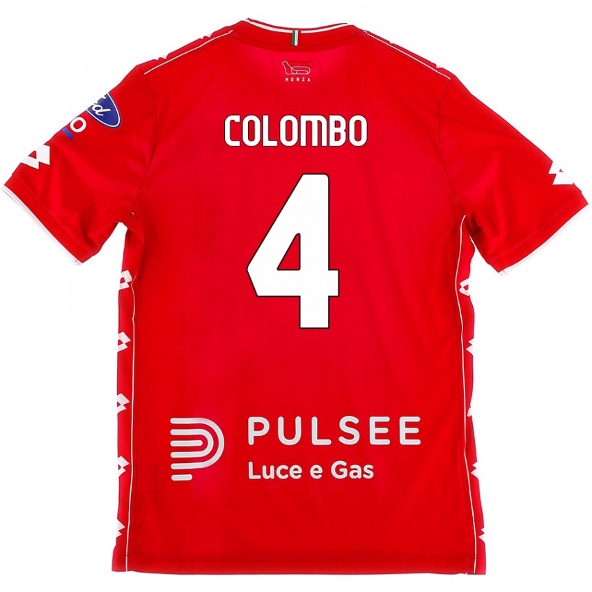 Enfant Maillot Leonardo Colombo #4 Rouge Blanc Tenues Domicile 2024/25 T-Shirt Suisse