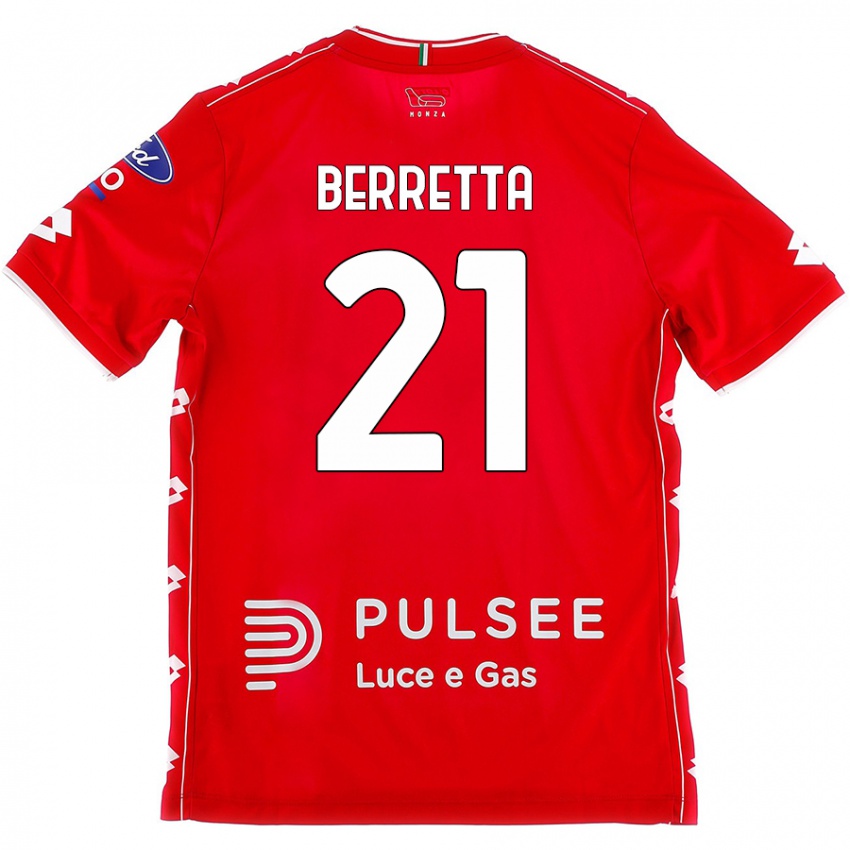 Enfant Maillot Alessandro Berretta #21 Rouge Blanc Tenues Domicile 2024/25 T-Shirt Suisse