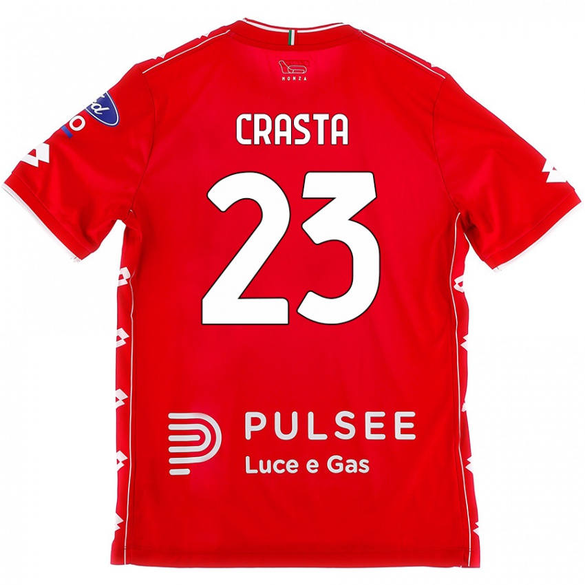 Enfant Maillot Mario Crasta #23 Rouge Blanc Tenues Domicile 2024/25 T-Shirt Suisse