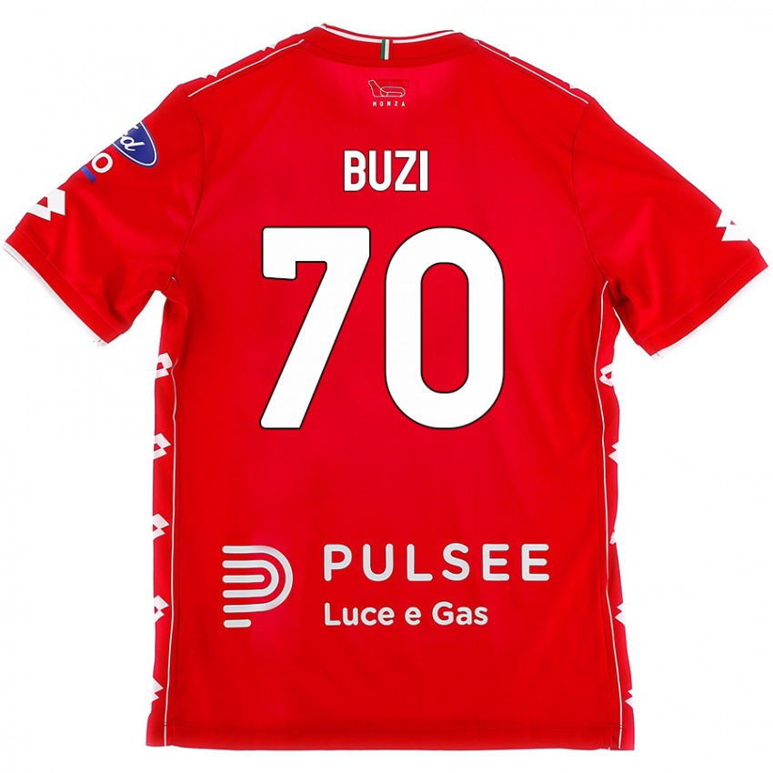 Enfant Maillot Luis Buzi #70 Rouge Blanc Tenues Domicile 2024/25 T-Shirt Suisse