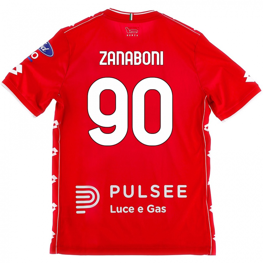 Enfant Maillot Emanuele Zanaboni #90 Rouge Blanc Tenues Domicile 2024/25 T-Shirt Suisse